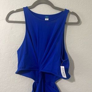 Blue Twist Front Midi Dress